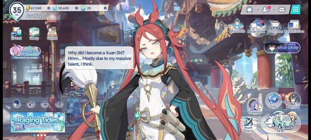 ภาพหน้าจอการเล่นเกม Stella Sora แสดงตัวละครและอินเทอร์เฟซ