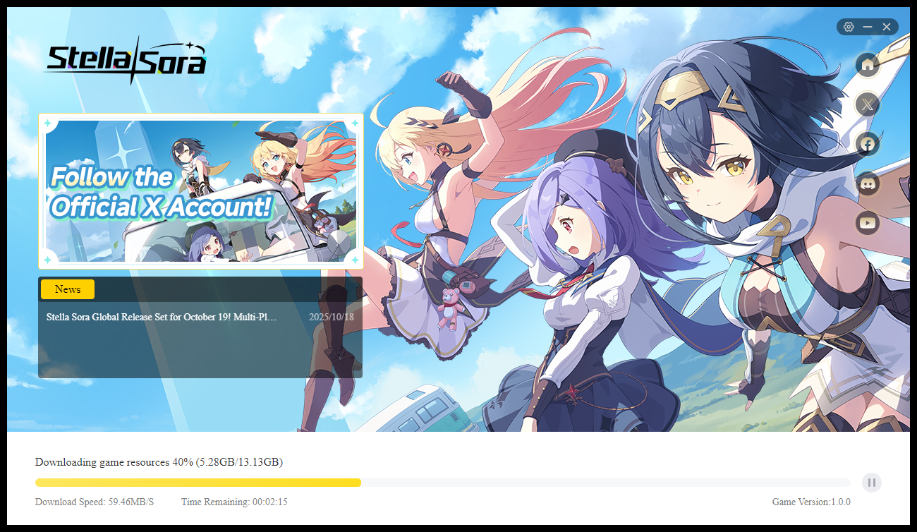 อินเทอร์เฟซ Stella Sora Launcher บน PC